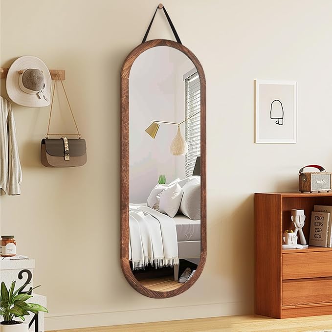 16"x48" Oval Full Length Mirror Solid Wood Wall Mirror by ABSWHLM