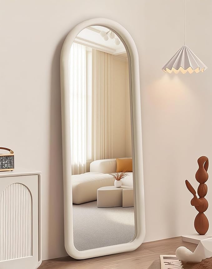 Delma Arched Full Length Mirror, Free Standing Floor Velvet Finish Frame Mirror by Delma