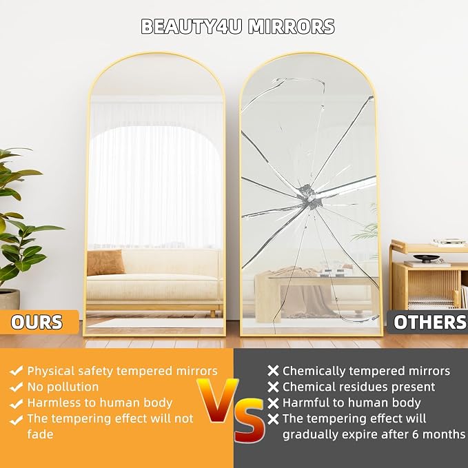 Beauty4U 79" x 39" Large Arched Full Length Mirror - Image 6