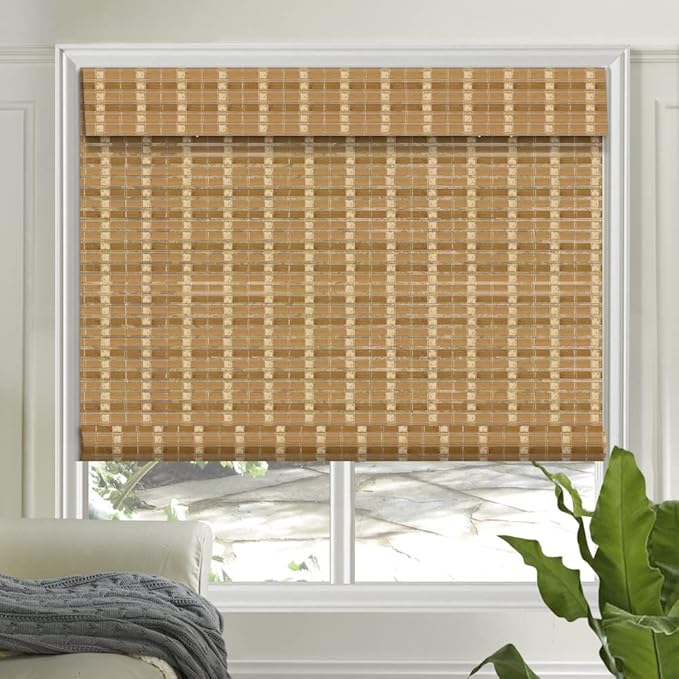 Letau No Drill No Tools Cordless Wood Window Shades Blinds, Bamboo Light by LETAU