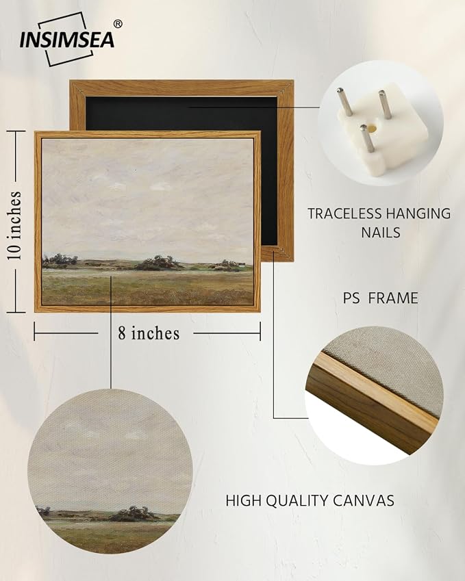 InSimSea Framed Canvas Wall Art, Vintage Landscape Painting, Rustic Nature - Image 5