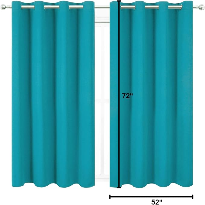 LEMOMO Turquoise Thermal Blackout Curtains/52 x 72 Inch/Set of 2 Panels Room - Image 10