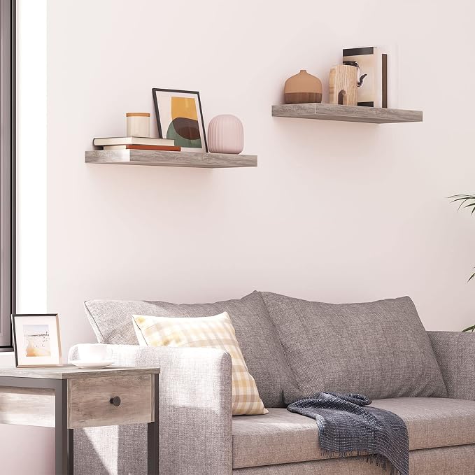 HOOBRO Floating Shelves for Wall, Wall Mounted Shelf Set of 2, 23.6" Hanging - Image 7