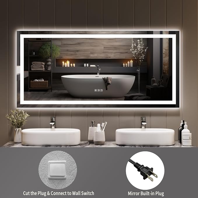 GarveeHome 60x30 LED Bathroom Mirror - Image 7