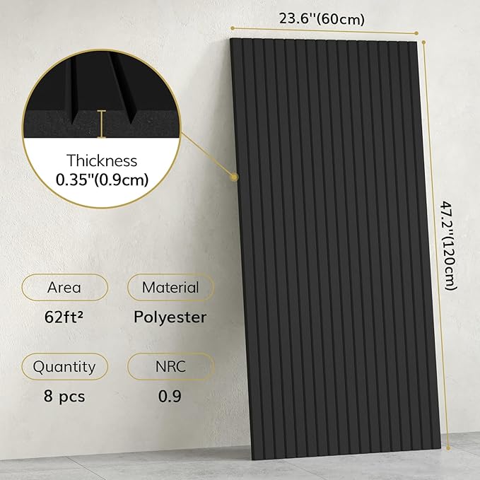 TONOR 8 Pack Large Acoustic Panels, 47.2" X 23.6" X 0.35" Acoustical Wall Panel - Image 2