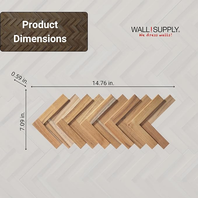 Wall!Supply 3D Wall Panels – Reclaimed Herringbone Asian Teak Wood – Home Decor - Image 5