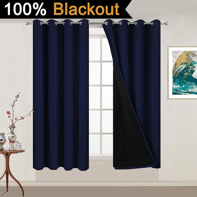 Yakamok Total Blackout Curtains 54 Inches Long, 100% Blackout Drapes - Image 2