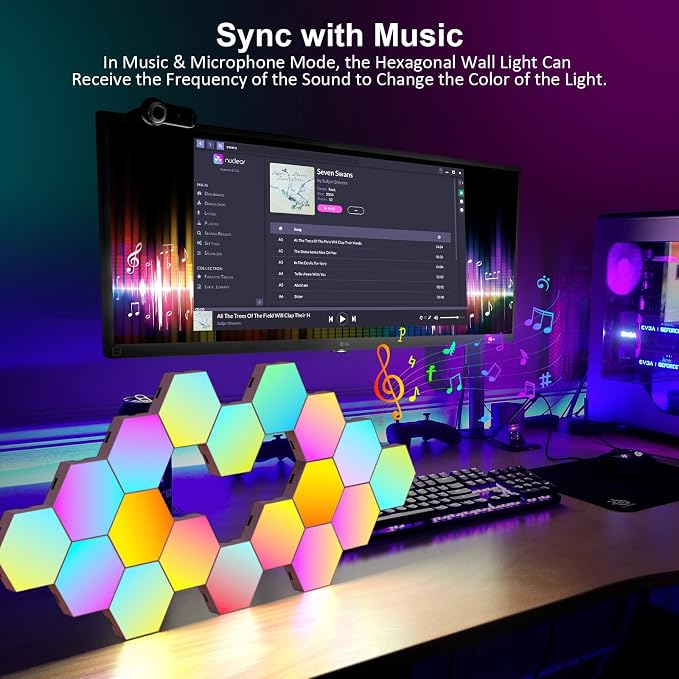 OJQ 20 Pack Hexagon Lights Wall RGB Panel - Image 5