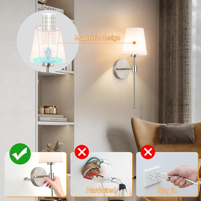 Battery Operated Wall Sconces Set Of 2, Wireless Battery Wall Light - Image 5