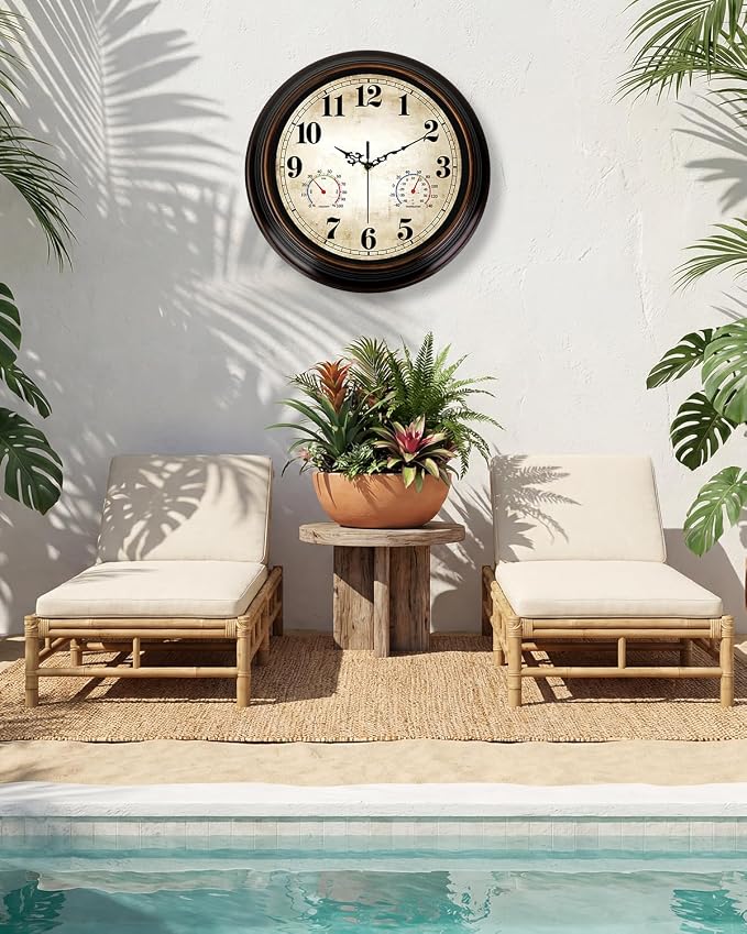 Vintage Wall Clock 16 Inch Quartz Silent Non-Ticking Analog Clock - Image 8