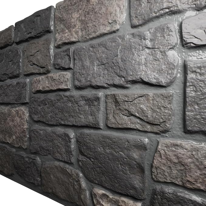 EverStone Cobblestone Faux Stone Panel, Charcoal Color - Image 7