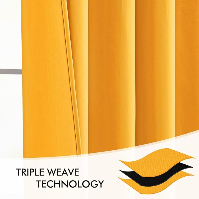 MIULEE Yellow Back Tab Blackout Curtains 102 Inch Long 2 Panels Set - Image 7