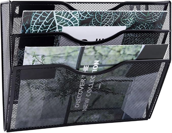 EASEPRES 3 Pocket Mesh Hanging Wall File Organizer, Wall Mounted Mail Paper - Image 4