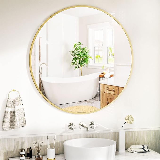 VooBang Round Mirror 19.6" Black Wall Mounted Circle Mirrors Vanity Mirror - Image 7