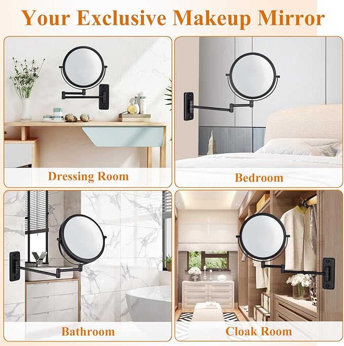 DECLUTTR 1X/15X Wall Mounted Makeup Mirror, 360° Swivel Extendable Bathroom - Image 7