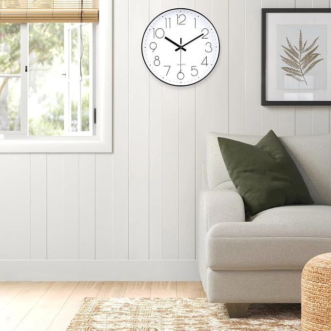 jomparis Small Wall Clock Black Wall Clocks Silent Non-Ticking - Image 3