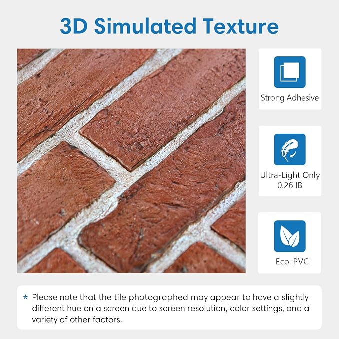 COMSTICKC 3D Faux Brick Wall Panel Peel and Stick, 3D Brick Wall Stickers - Image 3