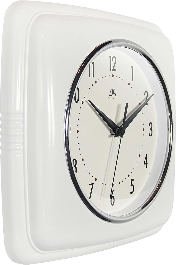 Infinity Instruments Retro – 9-Inch Square Silent Non-Ticking Mid-Century - Image 2
