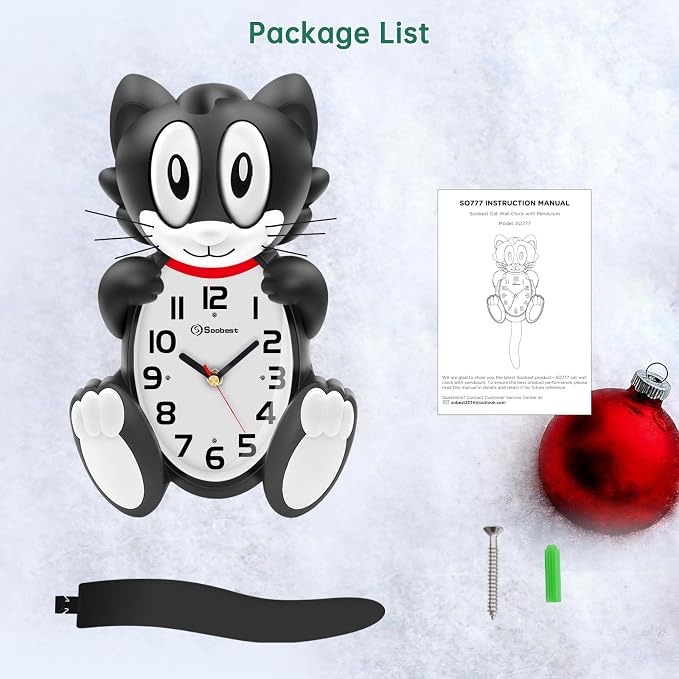 Soobest 18 Inch 3D Large Cat Wall Clock Battery Operated Silent Non Ticking - Image 7