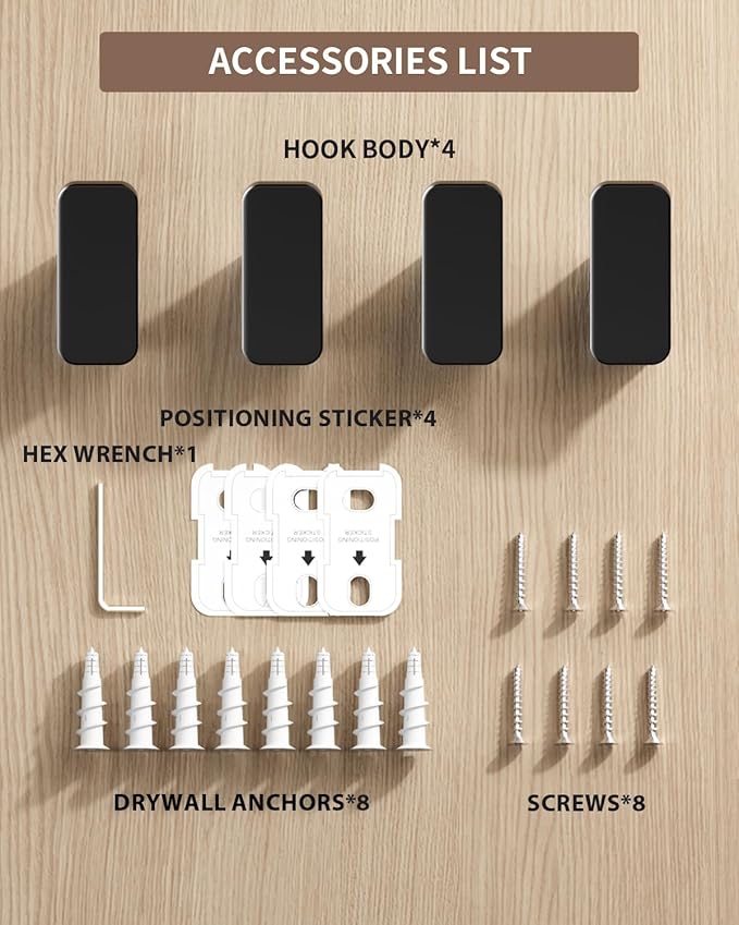 4-Pack Matte Black Towel Hook for Bathroom, Robe Coat Hook, Heavy Duty Wall - Image 5