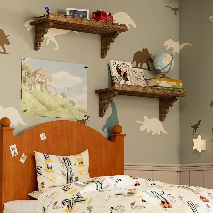 QsQueen Scalloped Wood Wall Shelf – 17 Inch Floating Shelf - Image 5