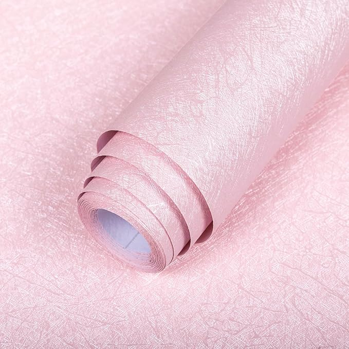 Abyssaly 15.7 inch X 118 inch Pink Wallpaper Embossed Self Adhesive Peel and by Abyssaly