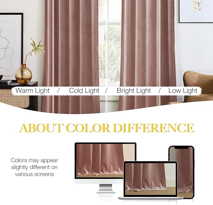 NICETOWN Dusty Pink Velvet Curtains and Drapes - Image 5