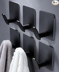 DELITON Black Towel Hook 6 Pack, Stainless Steel Stick on Wall Hooks by DELITON