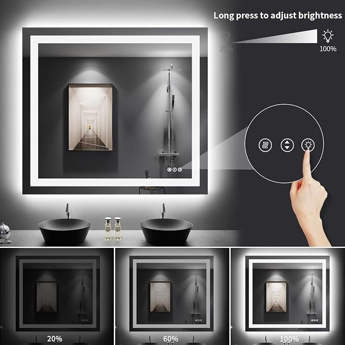 LOAAO 40"X36" LED Bathroom Mirror - Image 4