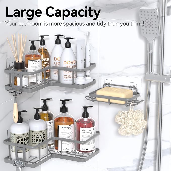YASONIC Shower Caddy Corner, No Drilling Shower Organizer Corner - Image 8