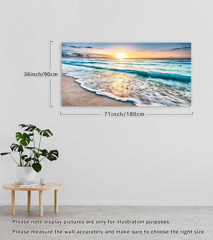 Baisuart S02298 Canvas Prints Wall Art Beach Sunset Ocean Waves Nature Pictures - Image 5