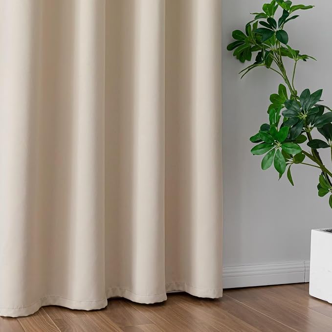 IGEMAEVE Beige Curtains 84 Inch Length 2 Panels Set, Light Filtering Curtains - Image 5