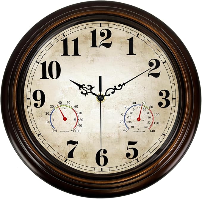Vintage Wall Clock 13 Inch Quartz Silent Non-Ticking Analog Clock by Comfytune