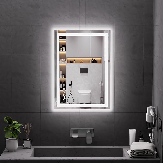 Koonmi 28"x20" LED Mirror for Bathroom, 90CRI Anti-Fog Vanity Mirror by KOONMI