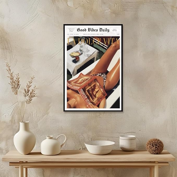 Trendy Newspaper Posters Vintage Good Vibes Daily Wall Art 60s La Dolce Vita - Image 4