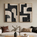 Large Framed Modern Neutral Abstract Wall Art, Geometric Pictures by Cuspin