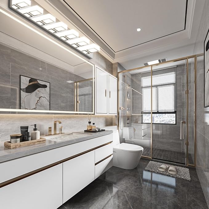 Ralbay 46" LED Chrome Vanity Lights 7 Lights Acrylic Stainless Steel LED Modern - Image 3
