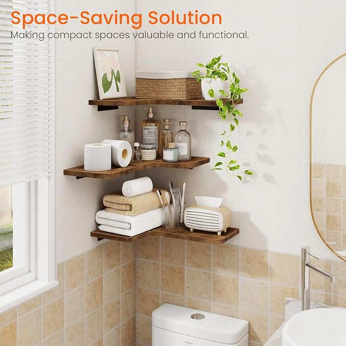 Homode Corner Floating Shelves, Corner Shelves Wall Mounted - Image 8