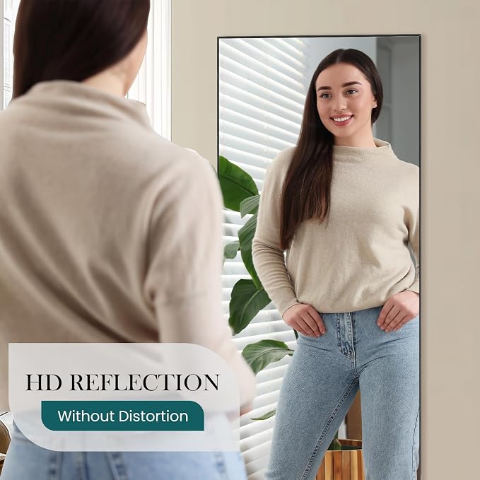 DUMOS Full Length Mirror with Stand 70.4"x25.6" Floor Standing Aluminum Frame - Image 4