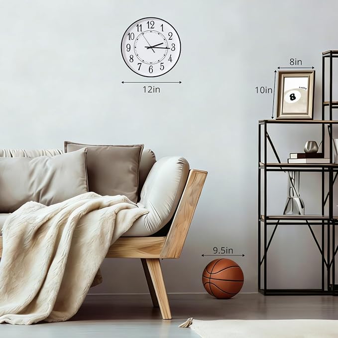 Wall Clock Modern Non-Ticking Battery Operated Silent Wall Clocks Simple Style - Image 3