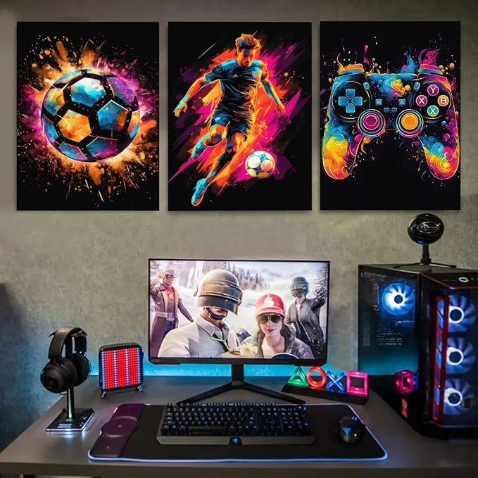 BGFCE Gaming Canvas Wall Art Decor, Paintings Art Game Controller Color Splash - Image 5