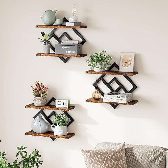 ELYKEN Floating Shelves for Wall, 2-Tier Wall Mounted Storage Shelves for Books by ELYKEN