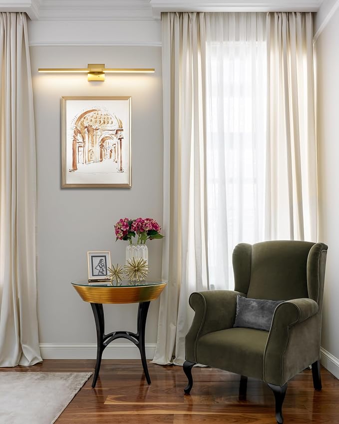 Rayogale 8000mAh Battery Operated Wall Sconce, 3000K/4500K/6000K Dimmable Gold - Image 8