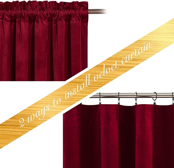 NICETOWN Christmas Red Velvet Curtains and Drapes, Extra Long Elegant Wall - Image 3