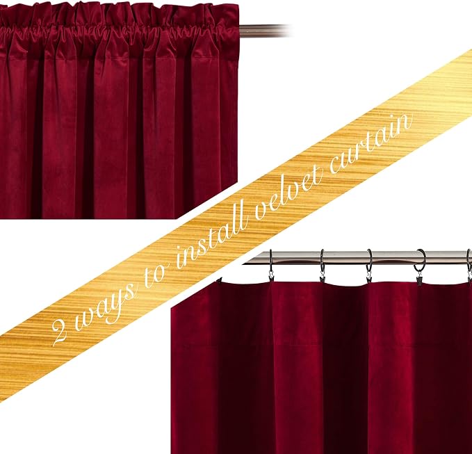 NICETOWN Christmas Red Velvet Curtains and Drapes - Image 3