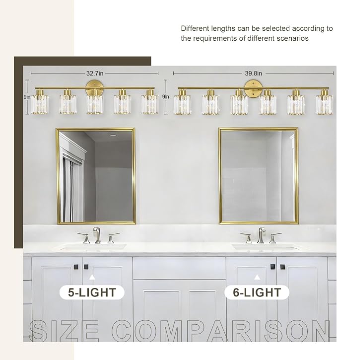 Crystal Bathroom Light Fixtures, Bathroom Lighting Fixtures Over Mirror - Image 3