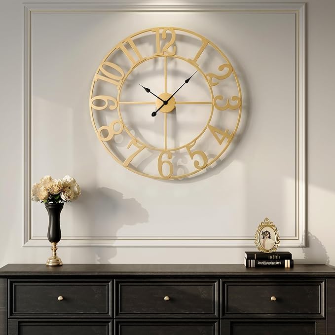 Cuspin Gold Wall Clock 16 Inch, Decorative Wall Clocks Battery-Operated - Image 2