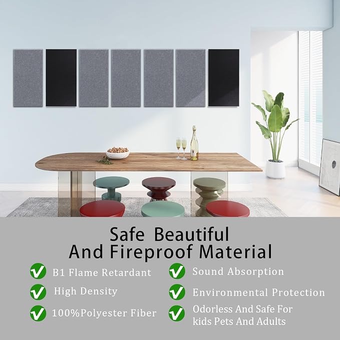 6 Pack Self-Adhesive Acoustic Panels, 15.75" X 31.5" X 0.47" Soundproof Wall - Image 2