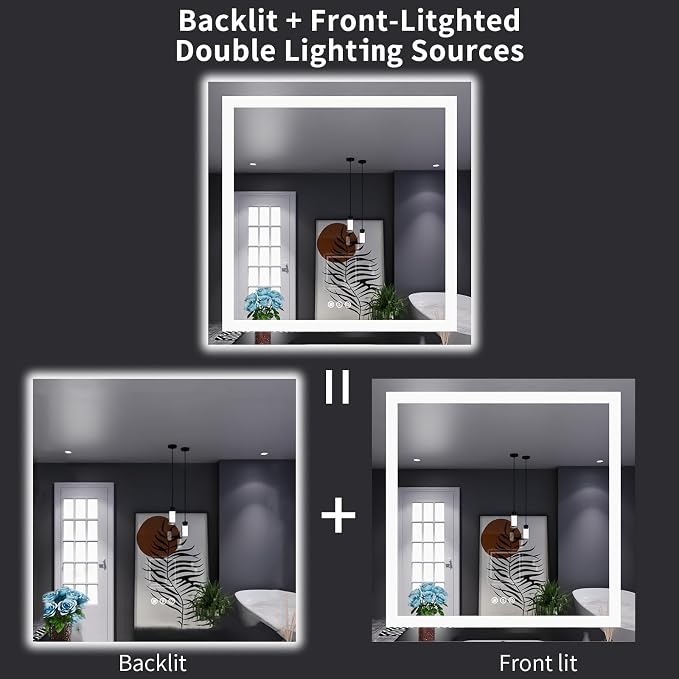 LOAAO 38"X38" LED Bathroom Mirror - Image 6