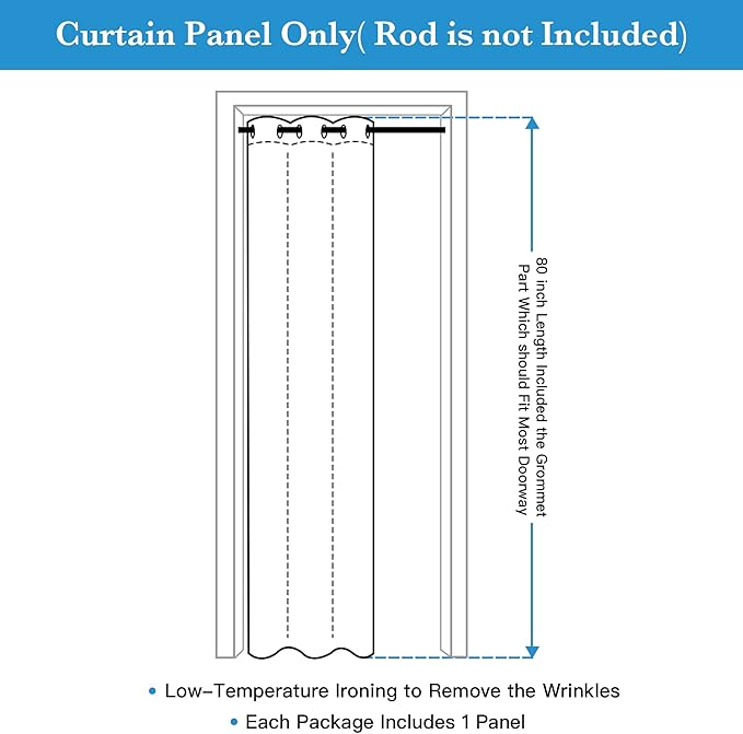 RYB HOME Temporary Doorway Curtains Blackout Privacy Room Divider Curtains - Image 7